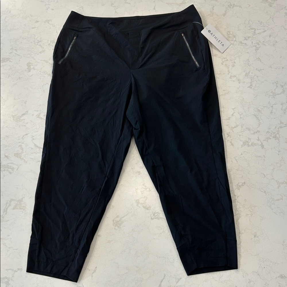 Athleta Trekkie North Crop‎ Jogger Pants Performance Black Womens Plus Size 18